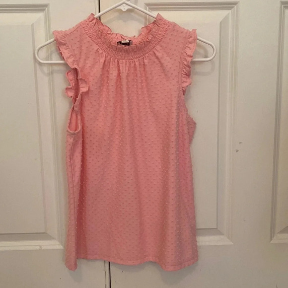 J. Crew pink Swiss dot smocked neck tank top size  XS sleeveless Shirt - Picture 2 of 6